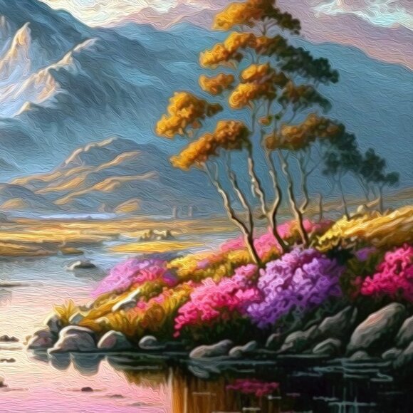 Majestic Floral Landscape Painting Art Print - Picture 6 of 8